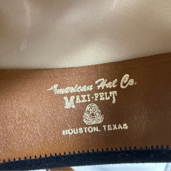 American hat company black western cowboy hat leather wool size 6 5/8 - Picture 2 of 5